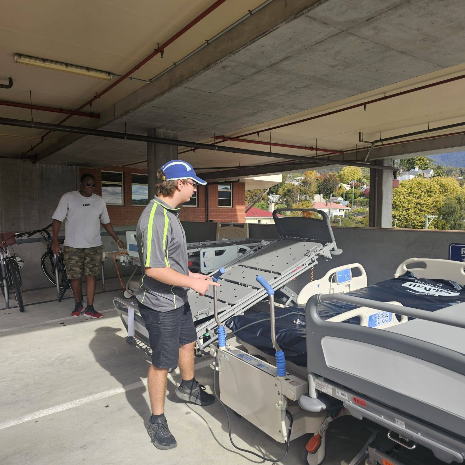 Hospital beds prepared for shipment