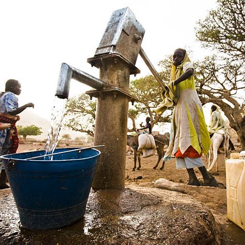 Clean water flowing from a borehole